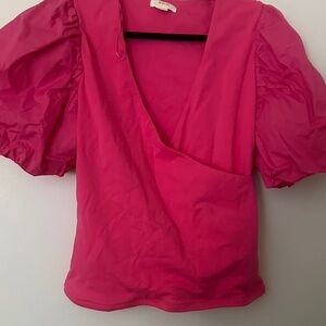 Anthropologie Fuchsia Puff Sleeve Blouse
